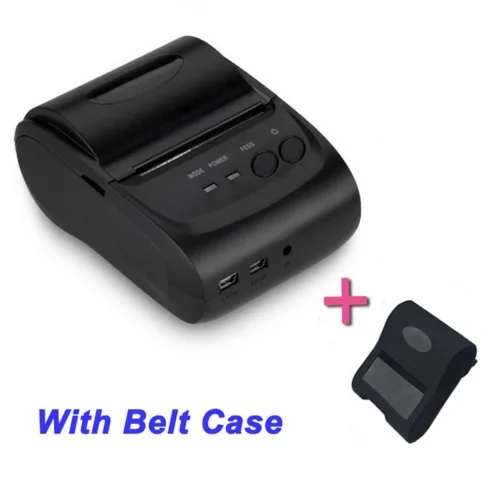 with belt case ZJiang ZJ-5802LD Мини Портативный Перезаряжаемый Android Bluetooth 58 мм Термальный чековый принтер для ресторана супермаркета - Цвет: with belt case