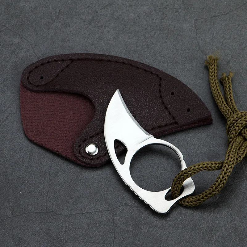 Карманный мини-нож Karambit с кожаным ножом портативный инструмент для ножниц