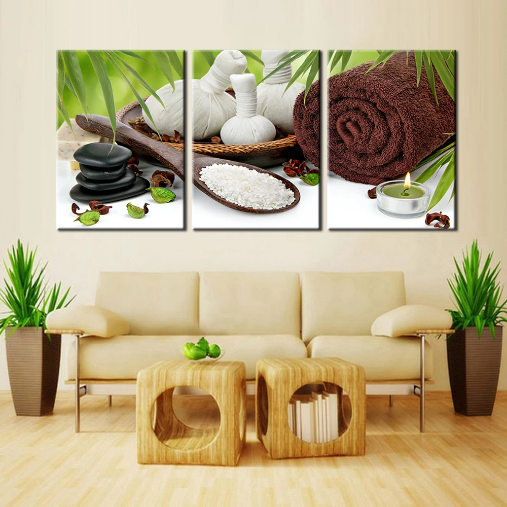 

Spa Towel Salt Bamboo Canvas Painting Living Room Home Decor Modern Mural Art Oil Painting(No Frame)