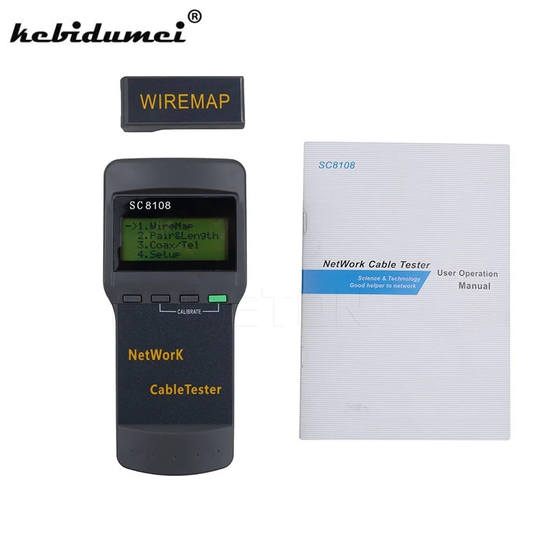 

kebidumei High quality SC8108 Portable LCD Wireless Network Tester Meter&LAN Phone Cable Tester & Meter With LCD Display RJ45