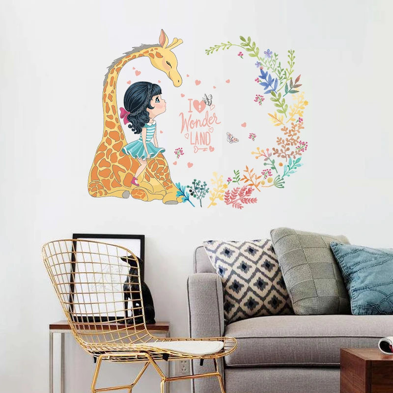 Giraffe Girl Nursery Living Room Bedroom Removable Self-adhesive Door Furniture Wall Stickers Decal Decor Art Poster Mural dc23 | Дом и сад