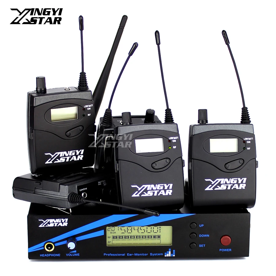 

Five Bodypack Receiver UHF Wireless In Ear Monitor System Professional Stage Monitoring EW300 G3 G2 One Transmitter in Headphone