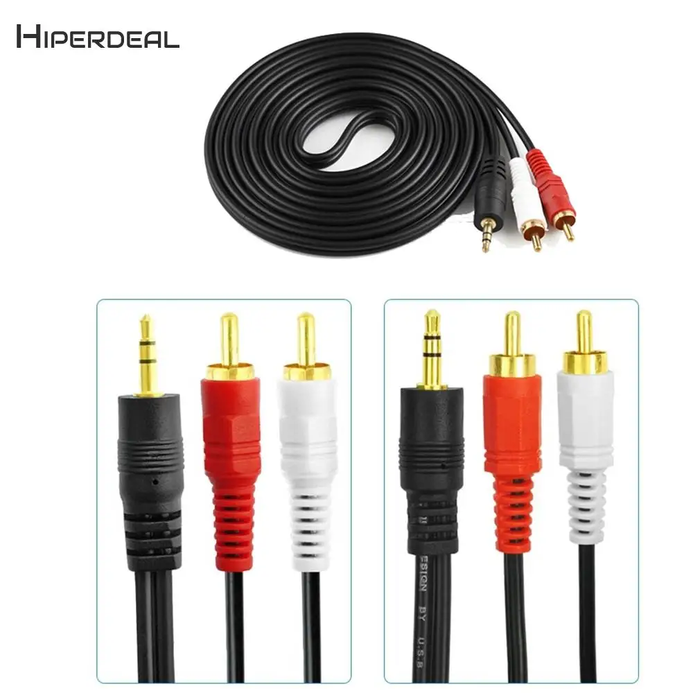 HIPERDEAL модный 3 5 мм разъем типа папа на 2 RCA 1 м фута аудиоразветвитель для ПК AUX