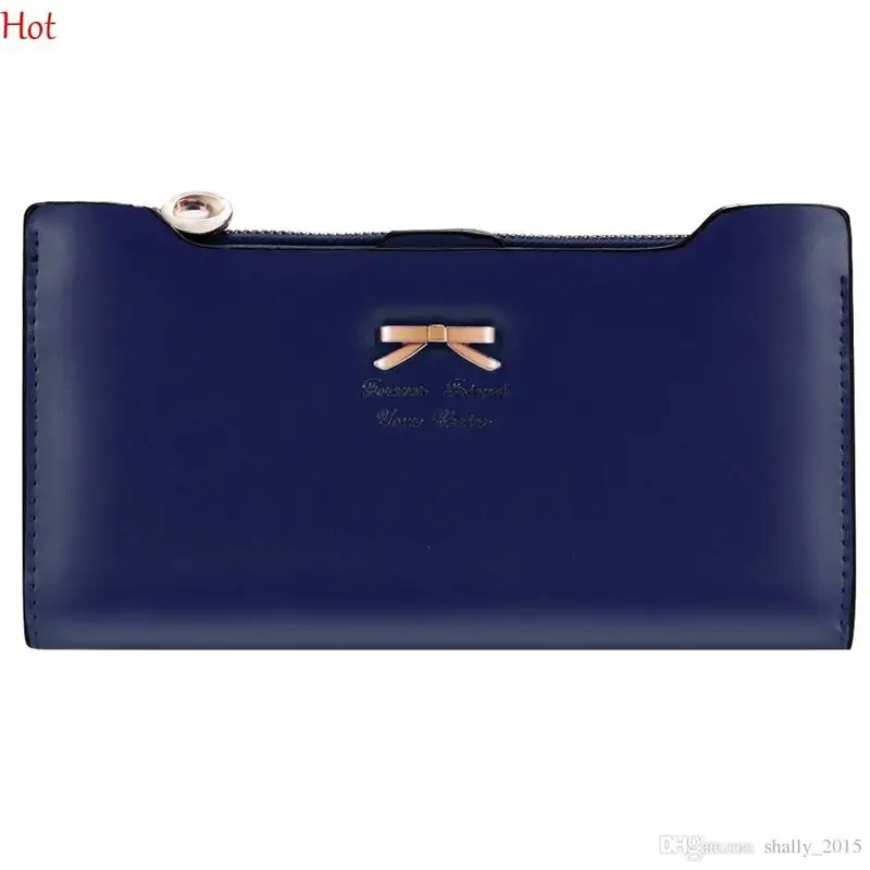 Хит продаж женские кошельки кошелек Дамская мода яркие цвета с бантом кожаный