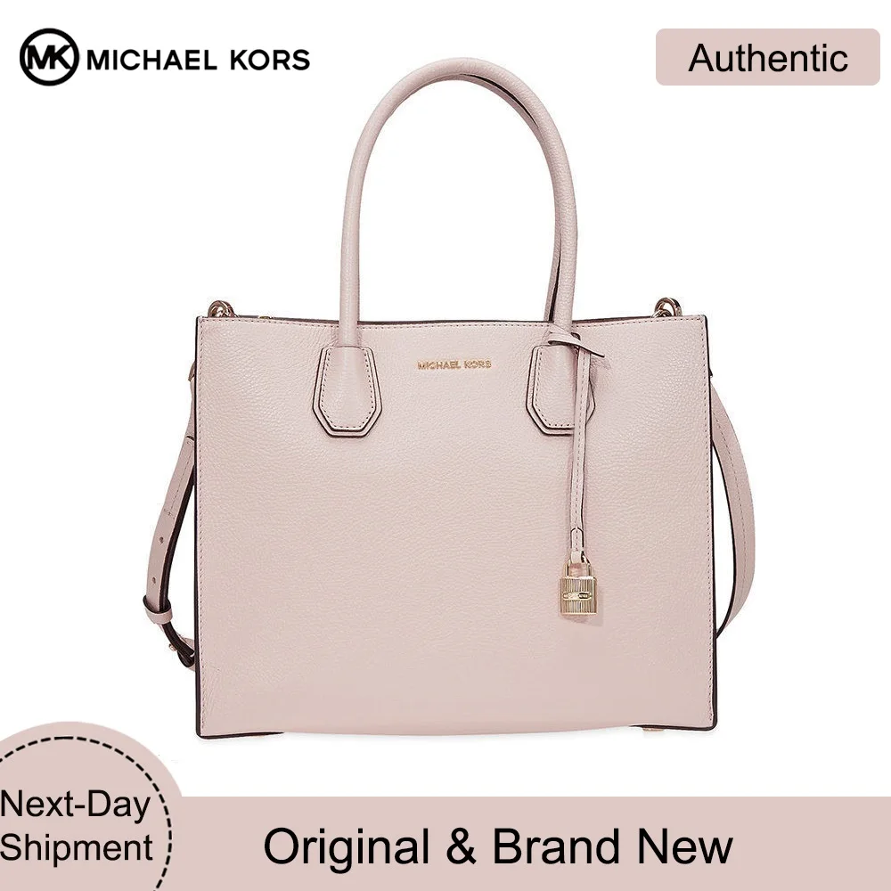 Кожаная большая сумка через плечо с розовой розой от Michael Kors Studio Mercer|Сумки