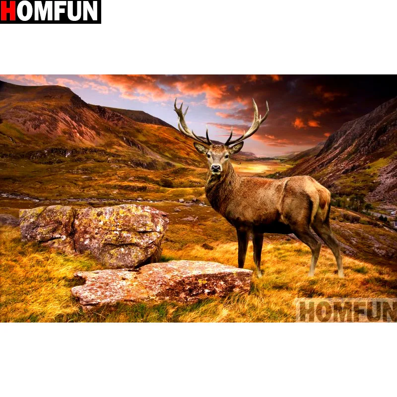 

HOMFUN Full Square/Round Drill 5D DIY Diamond Painting "Animal deer" 3D Embroidery Cross Stitch 5D Home Decor A13258
