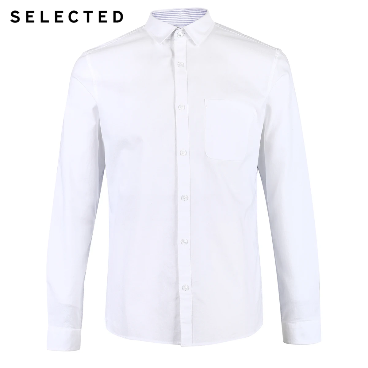 Отборные мужские хлопок Slim Fit полосой сращивания Повседневная рубашка S | 418305526