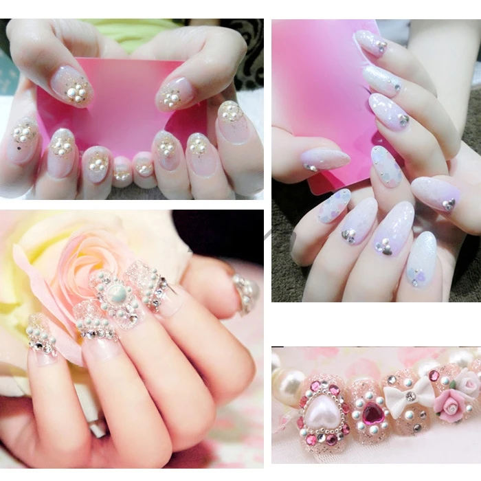 

100pcs 3D Imported Korean Fashion Pure ceramic AB Colorful Nail Art Tips Pearl beads Glitter Gemstones Manicure DIY Decorations