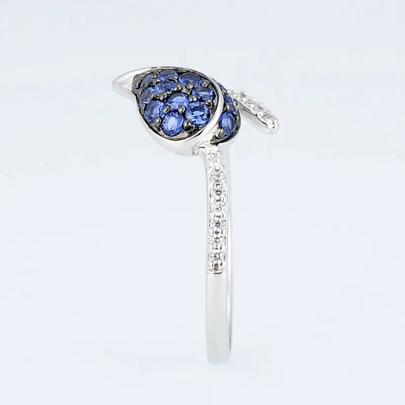SANTUZZA, серебряное кольцо для женщин, 925 пробы, серебряное, полное любви, цветок тюльпана, кольцо с голубым нано кубическим цирконием, модное ювелирное изделие