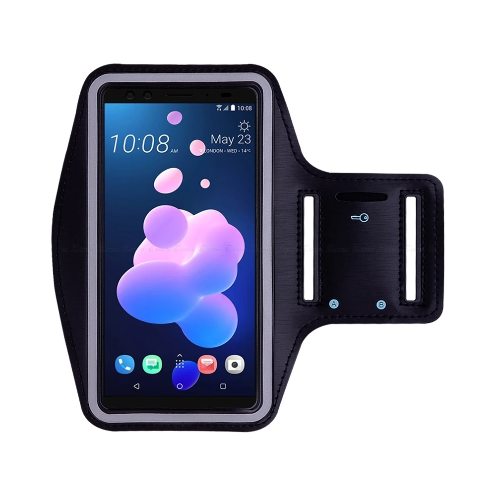 Черный Спортивный чехол для телефона на руку для телефона htc U19e U12 U11 Eyes U Life Ultra Play Desire 19 12s 12 Plus 10 Pro Compact Evo - Цвет: Черный