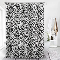 modern bathroom waterproof bath curtain fashion zebra pattern shower curtain polyester toilet apart hanging curtain with hook