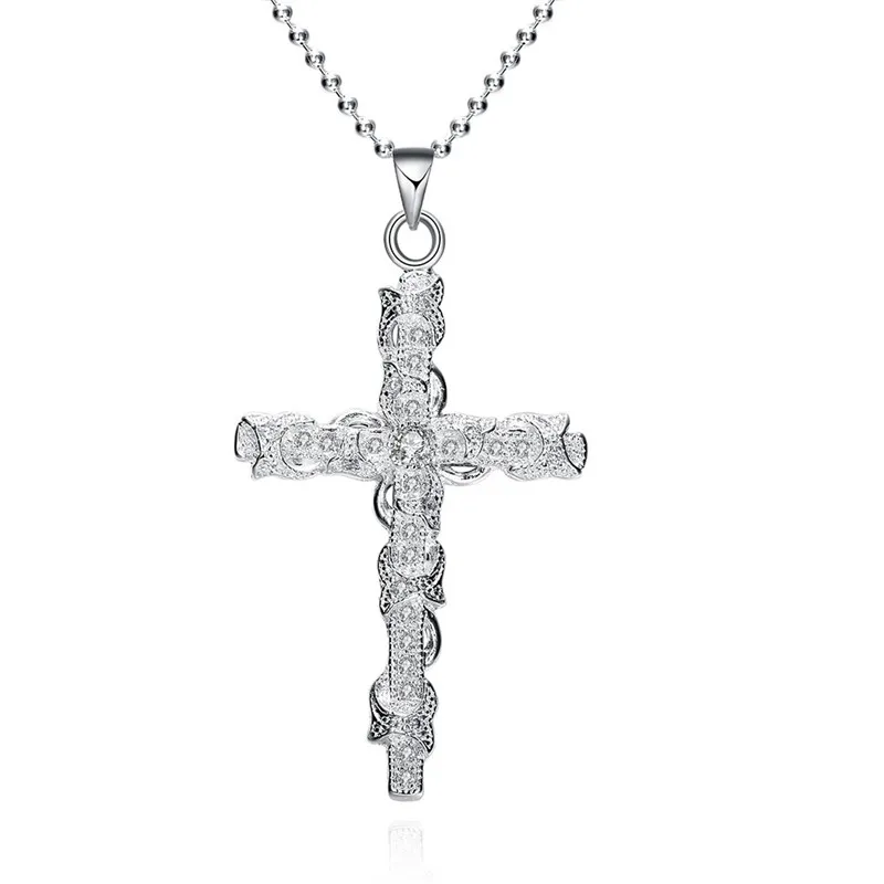 Ювелирные изделия серебряный крест Шарм ожерелье с цирконом классический стиль