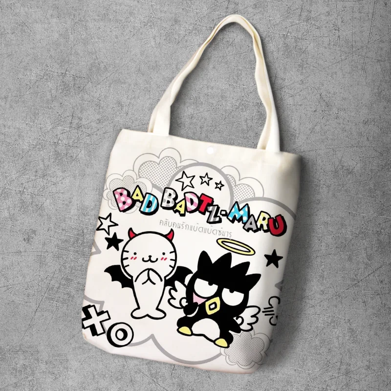 IVYYE Black Penguin Fashion Anime Foldable Canvas Shopping Bag Casual Shoulder Bags Customized Tote Handbag Lady Girls New