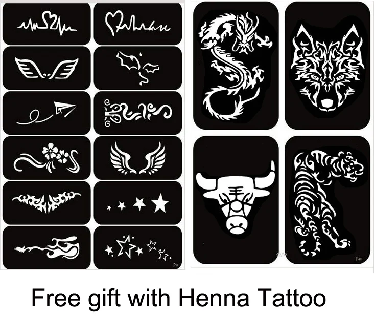 12pcs Black Henna Tattoo Paste Cone Mehndi Waterproof Natural Plant set Temporary Art Paint Women DIY Makeup with Stencils | Красота и