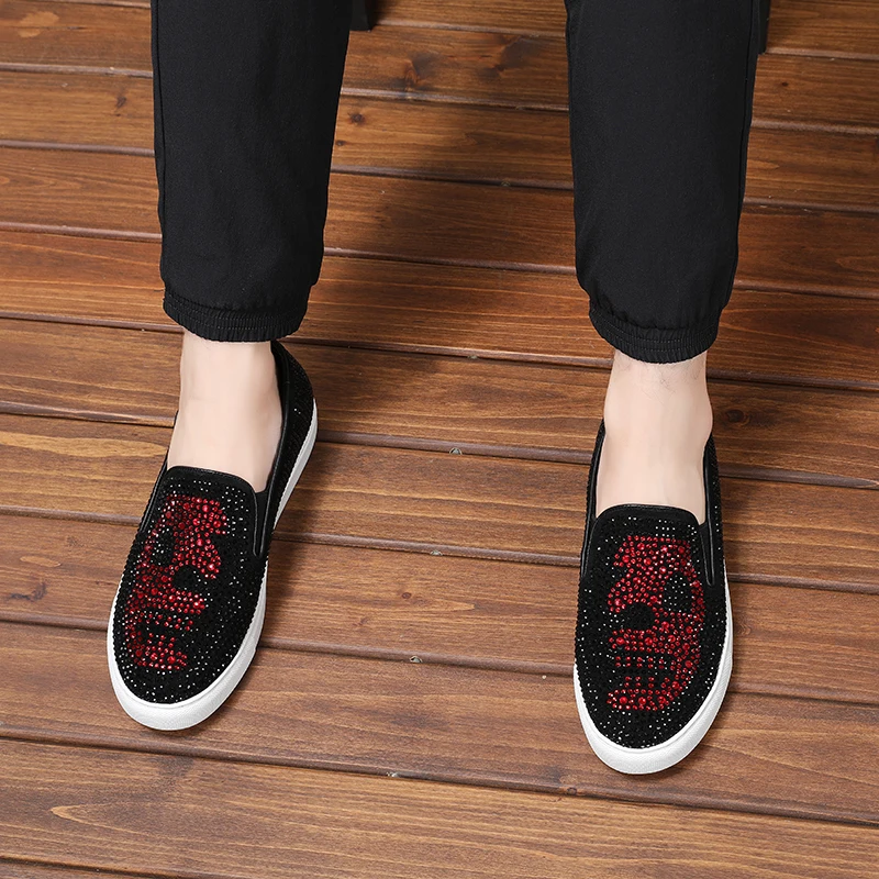 2021 Italy Fashion Designer shoes Luxury brand Genuine Leather sapato social masculino Skull men casual flats bar summer | Обувь