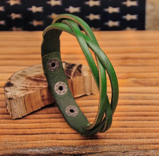 Зеленая плетеная искусственная коровья кожа G548 новинка|bracelet zebra|bracelet flashbracelet