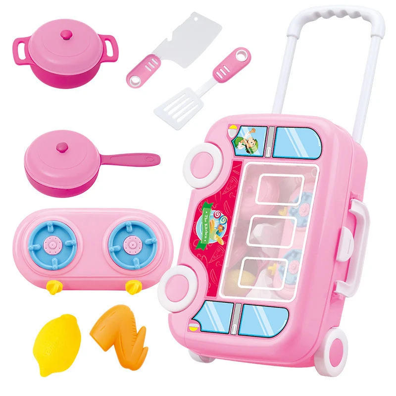 

Hot Selling Children Pretend Play Toys Hospital Medicine Suitcase Luggage Toys Kitchenware Tools Trolley Case
