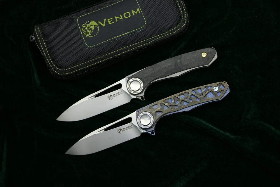 VENOM гарпун M390 стальной титановый CF Флиппер складной нож для кемпинга охоты выживания карманные кухонные ножи для фруктов инструмент для повседневного использования