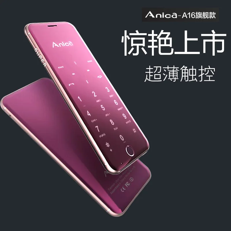 Оригинальный anica T A16 мини мобильный телефон ультратонкие Роскошный MP3 плеер Bluetooth