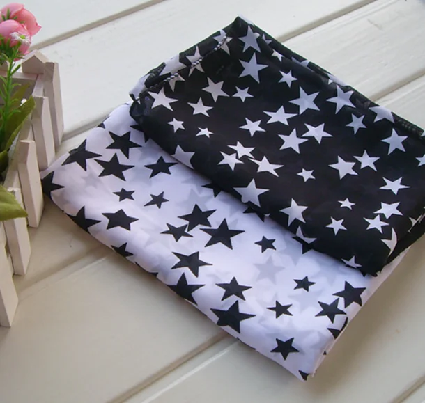 

Fashion Women Black White Stars Soft Long Chiffon Neck Wrap Kerchief Scarf Stole Hot Selling WAF-004