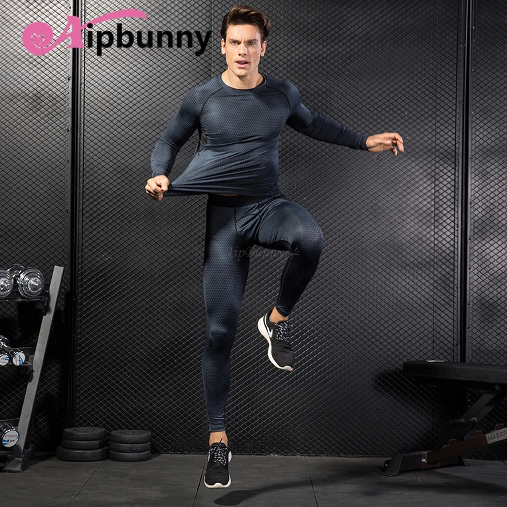 Aipbunny 2018 компрессионный фитнес облегающий спортивный костюм для мужчин