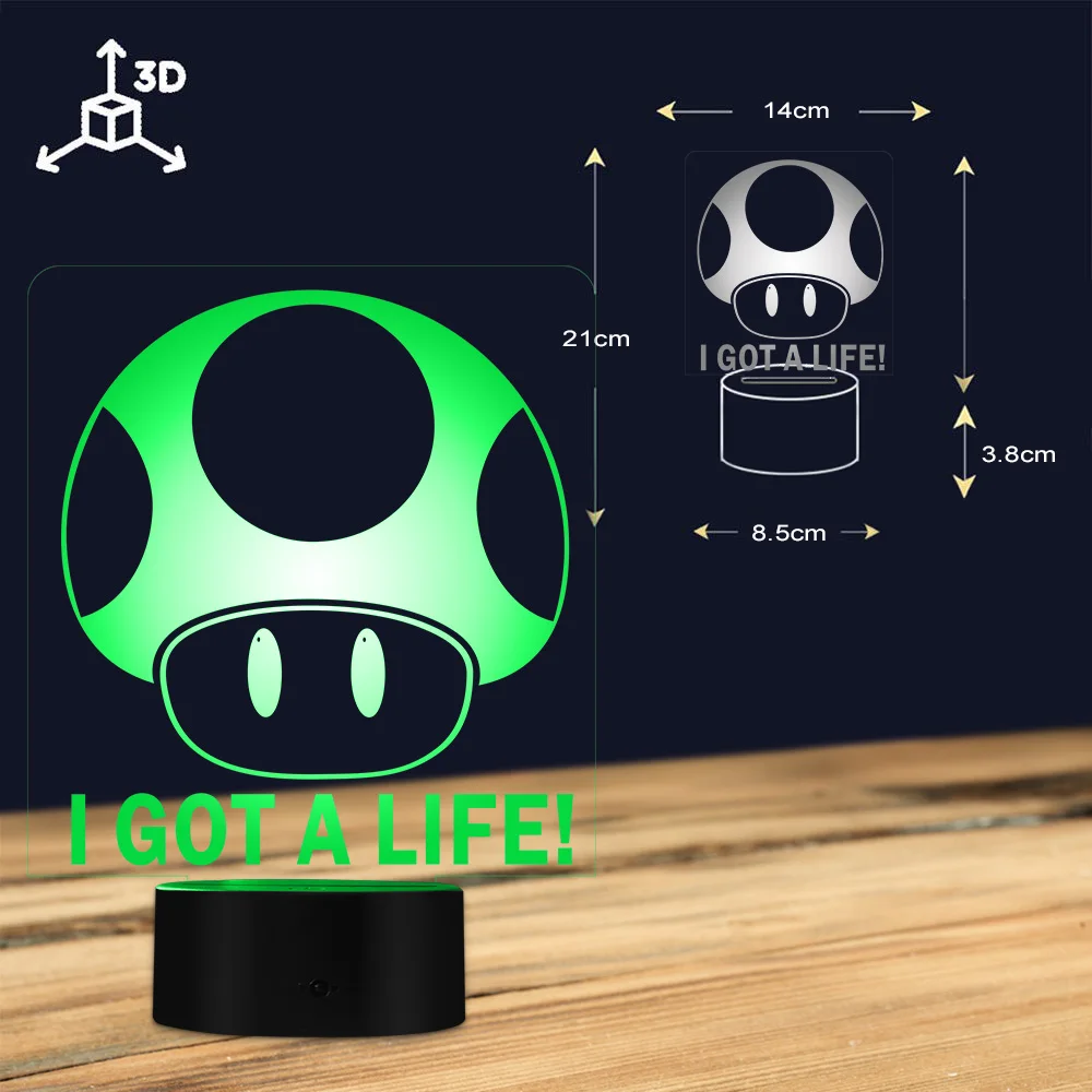 Современная видеоигра Братья I Got A Life 3D светильник с оптической иллюзией домашний