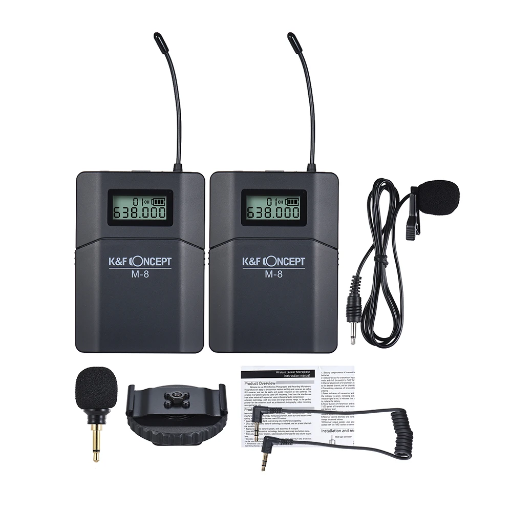 K &amp F CONCEPT M-8 UHF беспроводной микрофон с отворотом Lavalier Mic w/приемник передатчика