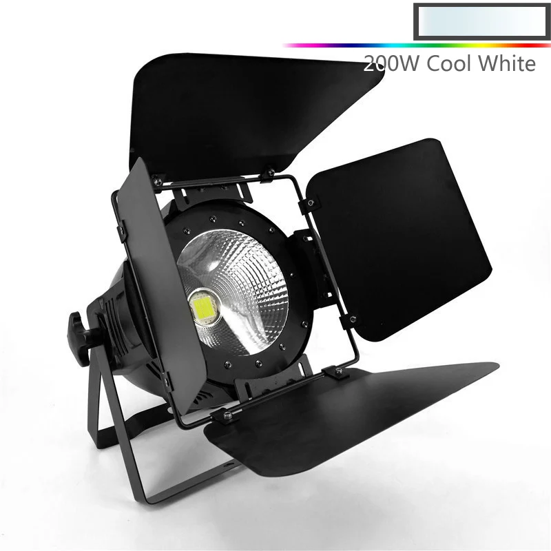 LED 200W Cool White Светодиодный 200 Вт COB светодиодный Par алюминиевый сплав с дверцами сарая холодный или теплый белый 2в1 освещение лампы DMX для сценический эффект DJ дисдисдисдисdj - Цвет: LED 200W Cool White