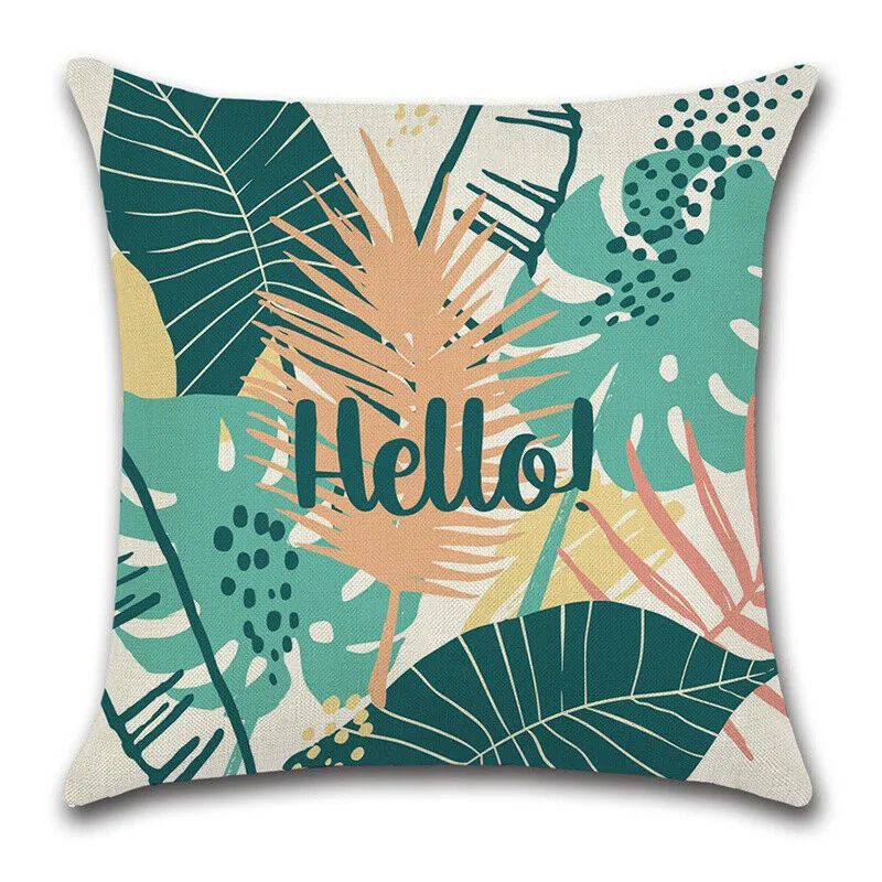 Наволочка для подушки с тропическими растениями и зелеными листьями 45x45 см | Дом