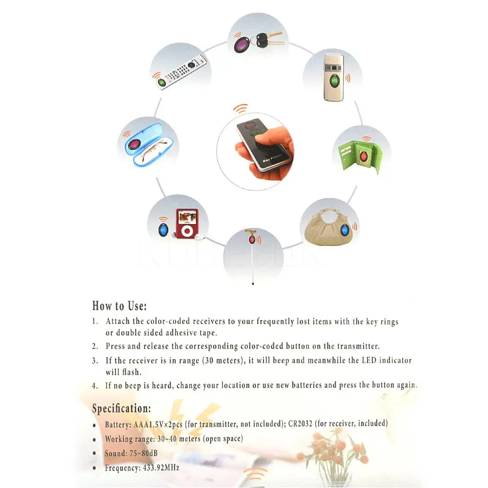 Kebidu Key Finder 4 в 1 расширенный беспроводной дистанционный локатор для ключей