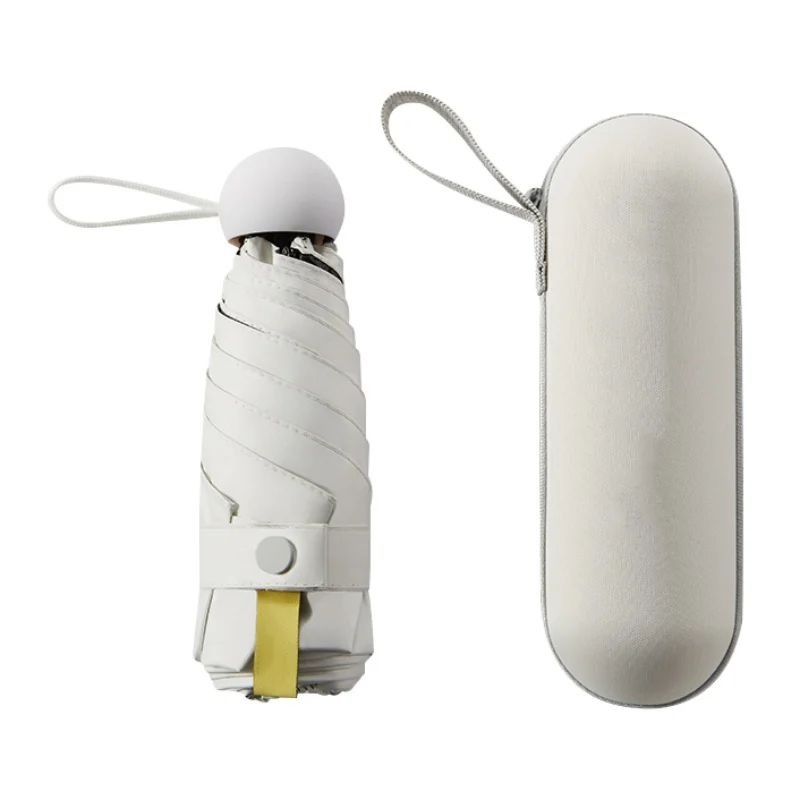 Пять складных капсул солнцезащитный зонтик портативный карманный анти УФ черный