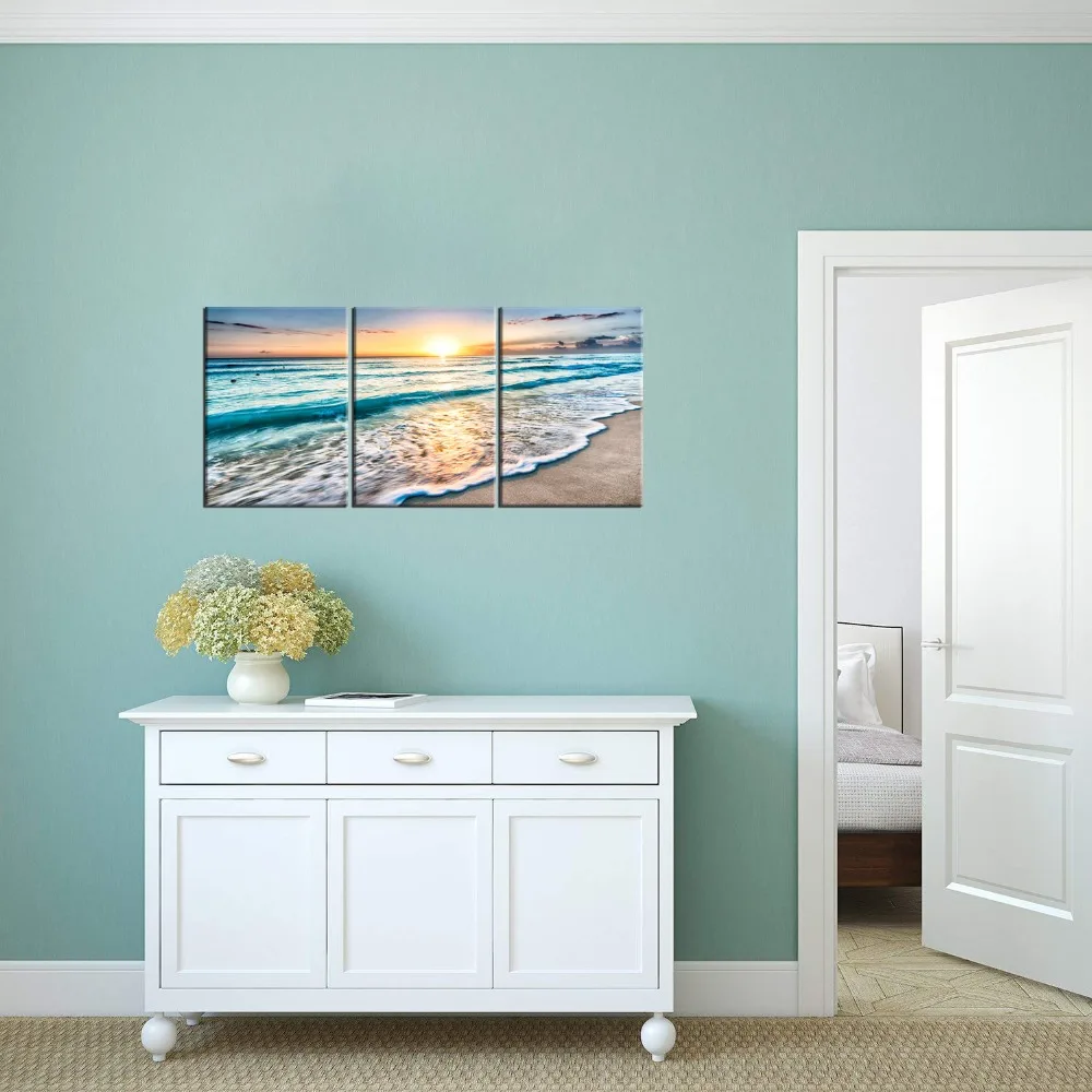 Холст печатные изображения HD Wall Art Рамки комплект из 3 предметов морской Картины