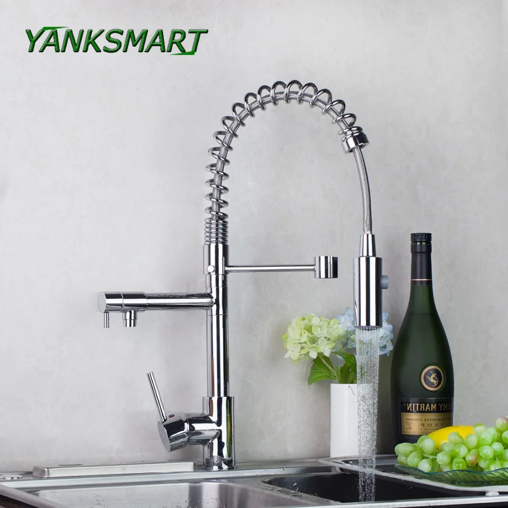 Хромированный кухонный смеситель для раковины YANKSMART выдвижной Поворотный с
