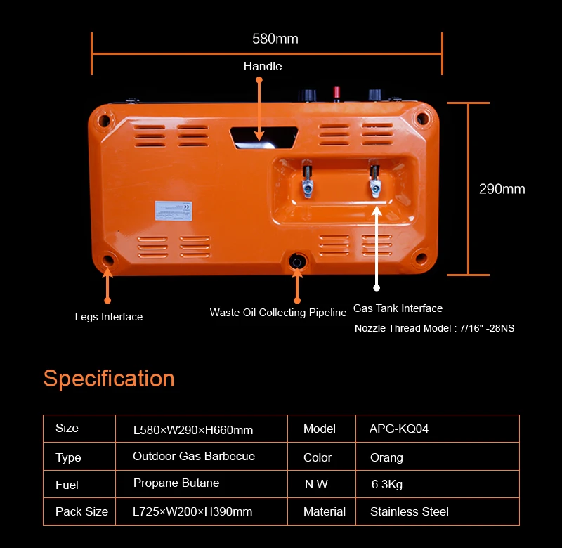Портативный садовый газовый гриль APG для барбекю газовая горелка духовка