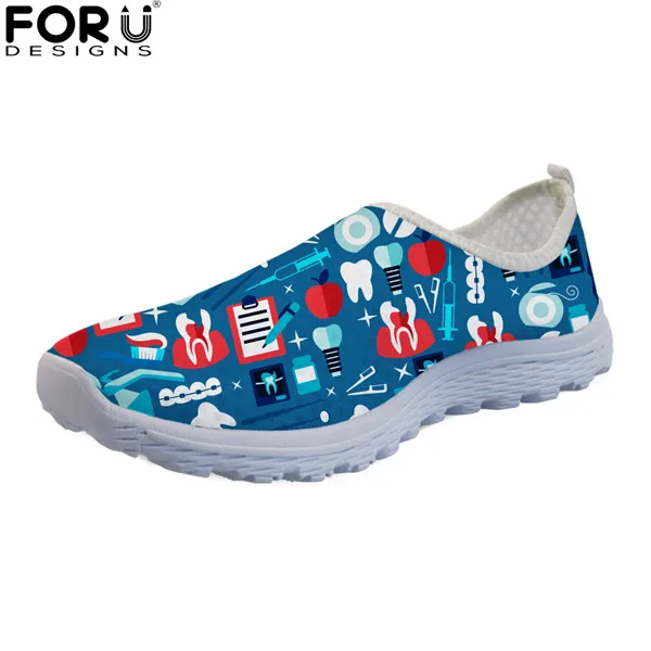 CC4411AA FORUDESIGNS/Женская обувь на плоской подошве с милым рисунком для дантиста; zapatos mujer; сетчатая обувь с сеткой; Женская дышащая Летняя обувь с героями мультфильмов; - Цвет: CC4411AA