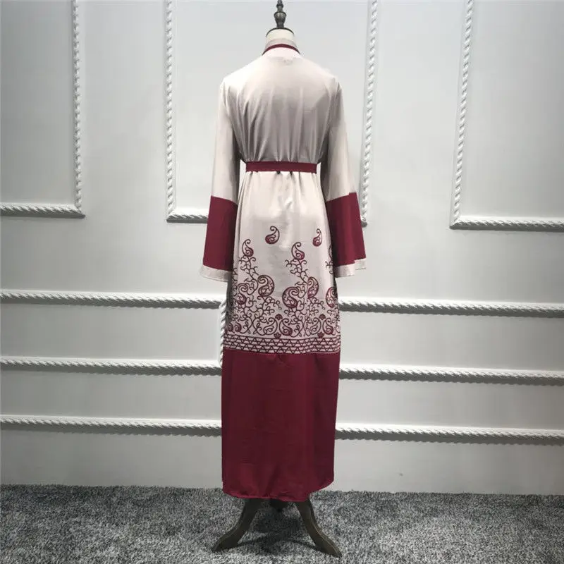 Нарядный халат Abaya 2020 красное мусульманское платье с открытой передней вышивкой