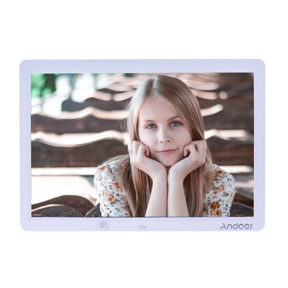 Andoer 1" Цифровая фоторамка альбом 1280*800 настенный Настольный цифровая рамка пульт управления с детектором движения - Цвет: Белый