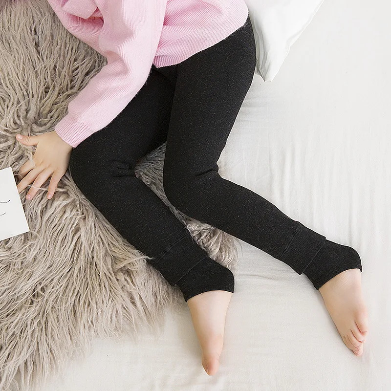 2018 зимние леггинсы для девочек хлопковые брюки плюс бархатные детские теплые с