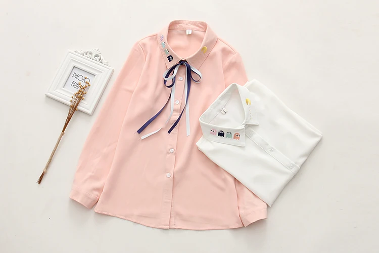 Весна Лето 2017 Женские однотонные рубашки женская блузка топы с оборками