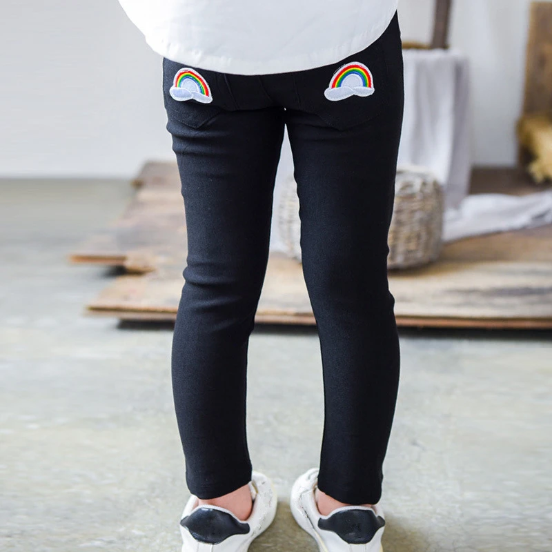 2018 Новые леггинсы для девочек Брюки осенние модные хлопковые Радуга Вышивка