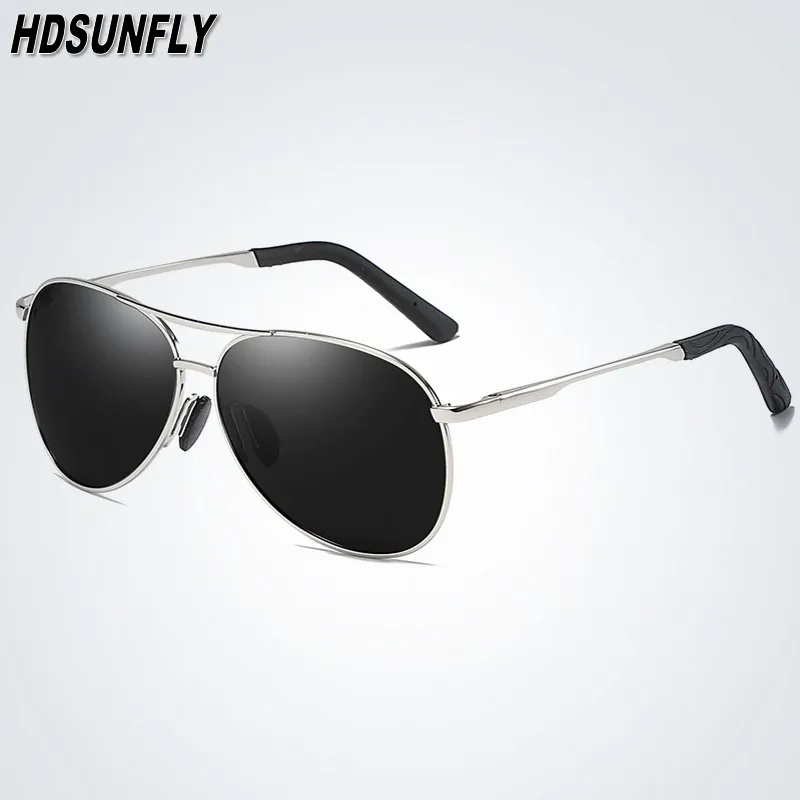 HDSUNFLY Pilot HD поляризованные солнцезащитные очки мужские авиационные синие зеркальные Спортивные очки мужские солнцезащитные очки Polaroid для мужчин бренд Новинка - Цвет линз: silver grey