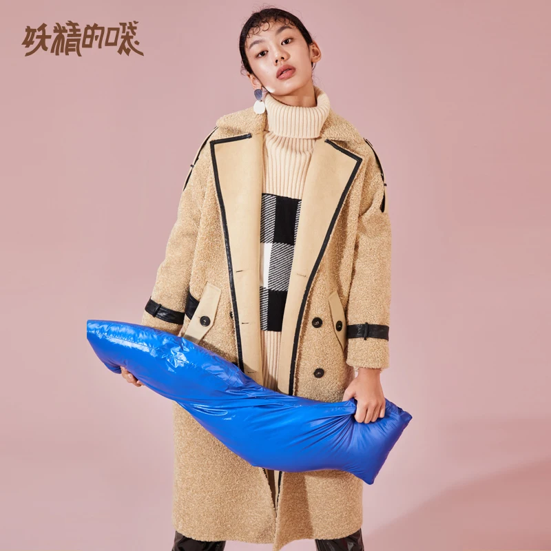 ELFSACK зимний женский в Корейском стиле пальто с длинным рукавом Свободные