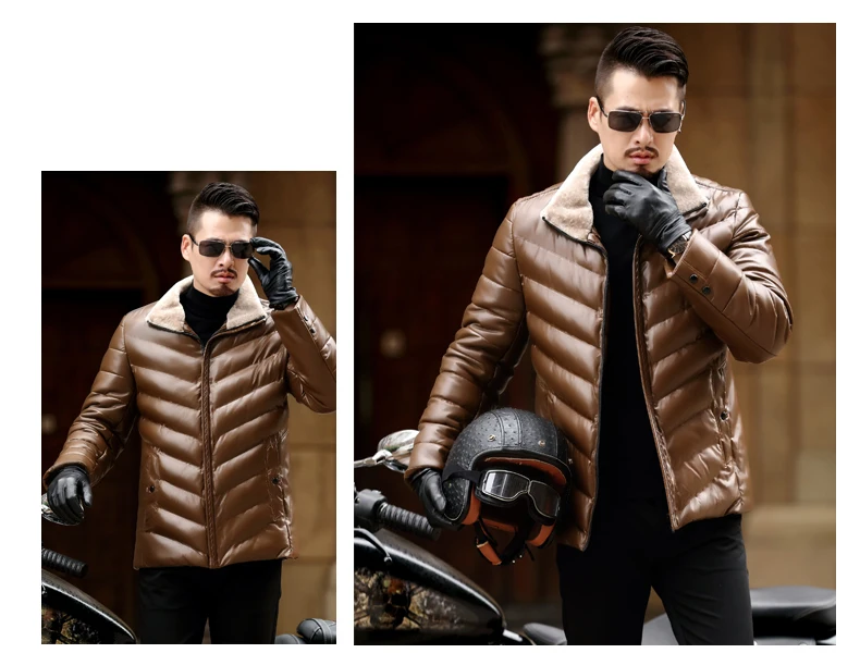 Новинка, L-4XL мотоциклетная куртка, теплая зимняя мужская кожаная куртка из овчины, Мужская Меховая куртка для отдыха, Мужская шерстяная куртка из натуральной кожи