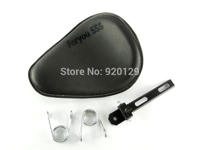 

Black Motorcycle Leather Seat W/ Stitching Bracket & 2.5" Torsion Springs For Harley Bobber Chopper XS 650 CB 750 Old School