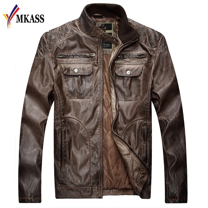 Мужская приталенная кожаная куртка из натуральной воловьей кожи Повседневная
