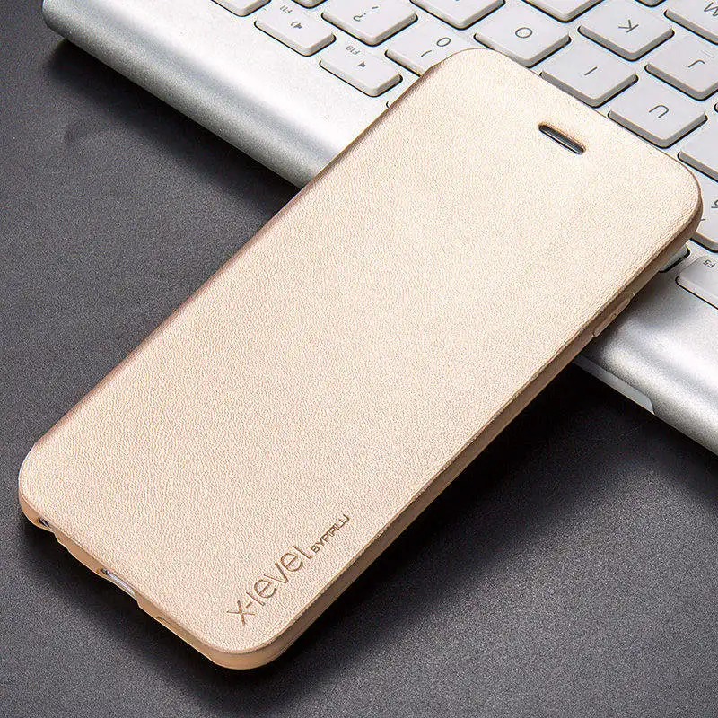 Роскошный ультра тонкий чехол для Apple iPhone 7, флип-чехол X, XR, 6, 7, 8 Plus, чехол из искусственной кожи для Apple iPhone XS Max, флип-чехол, iPhone X - Цвет: Gold