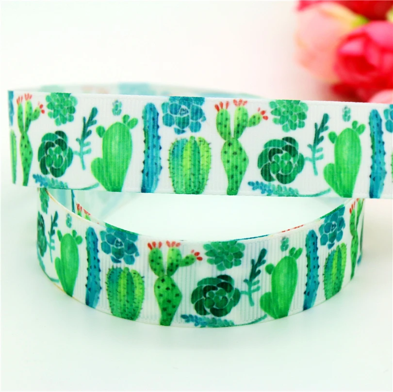 7/8'' Free shipping cactus flowers printed grosgrain ribbon hairbow headwear party decoration diy wholesale 22mm D563 | Дом и сад