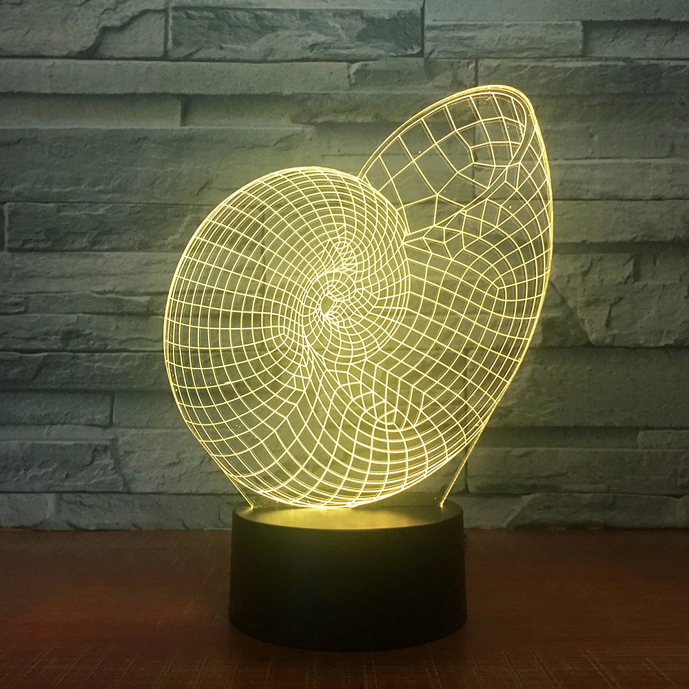 Улиточный Рог из ракушечника 7 красочных сменных абстрактных 3D декора светодиодный ночник настольная лампа для детей прикроватное освещение подарки Прямая поставка