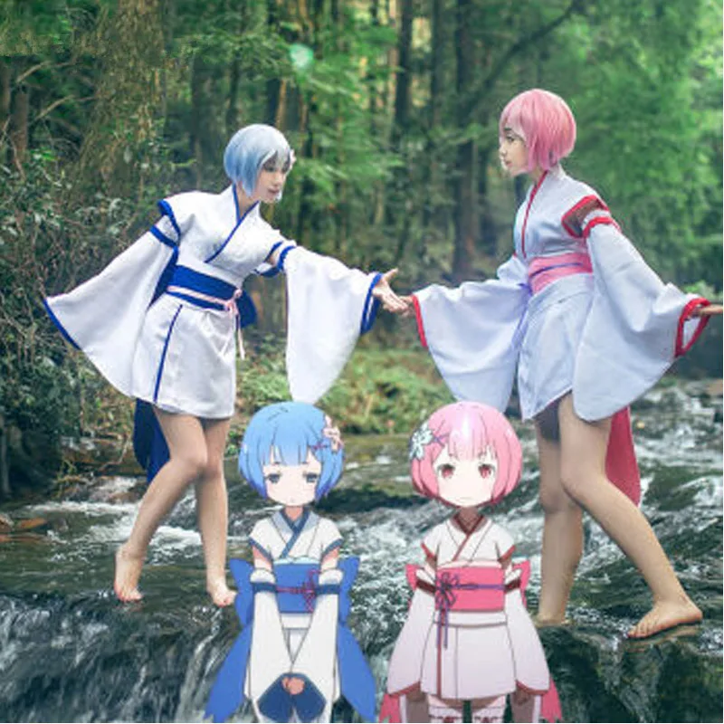 Re: Zero kara Hajimeru Isekai Seikatsu Ram Rem детское кимоно платье для женщин и девочек костюмы