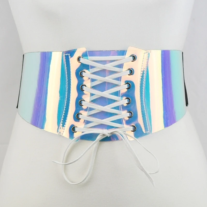 Bandage Transparent Clear Hologram Fashion PVC Belts Laser Belts Girls Women Sexy